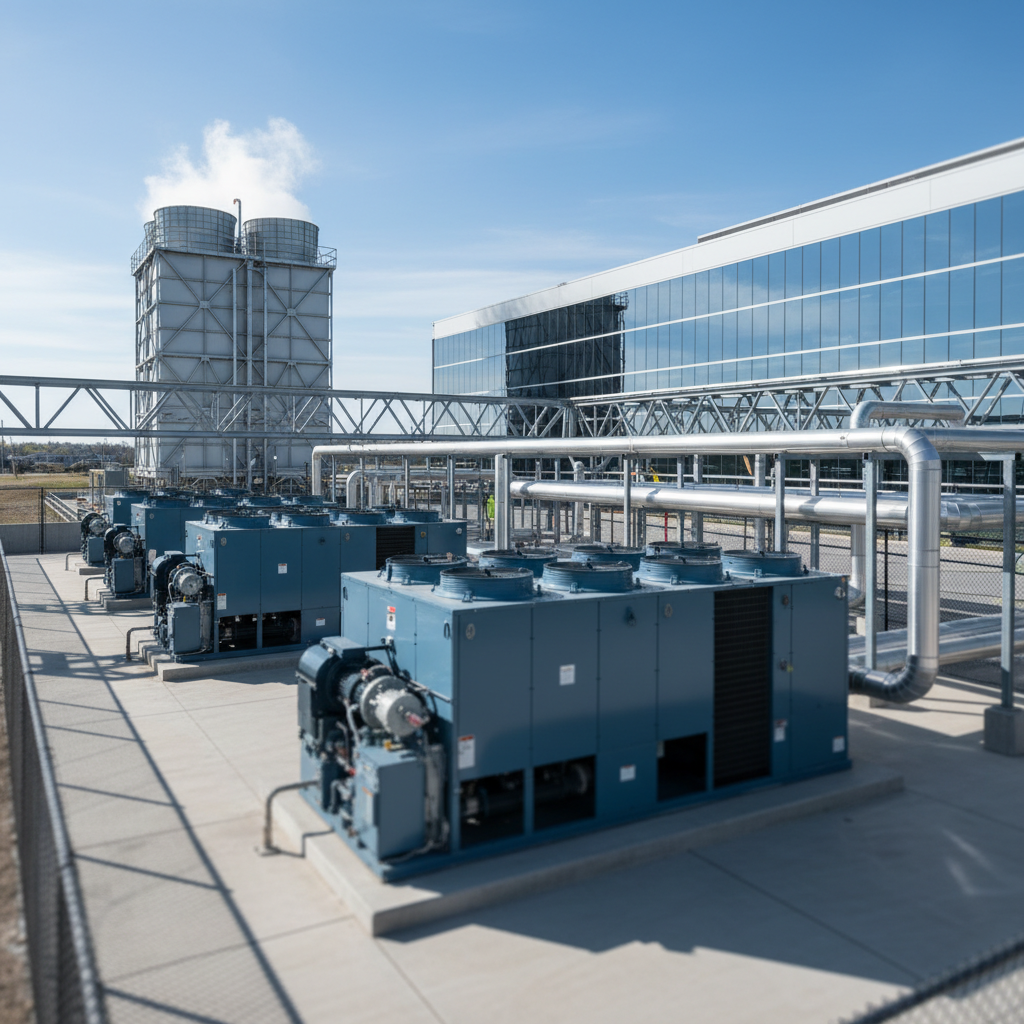 Outdoor chiller compound serving a data center